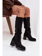 Dámské zimní kozačky na masivním podpatku černé model 21715035 - Boto Dámské zimní kozačky na masivním podpatku černé model 21715035 - Boto