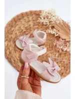 Dětské sandály s mašlí a zapínáním na suchý zip, růžové Wistala Dětské sandály s mašlí a zapínáním na suchý zip, růžové Wistala