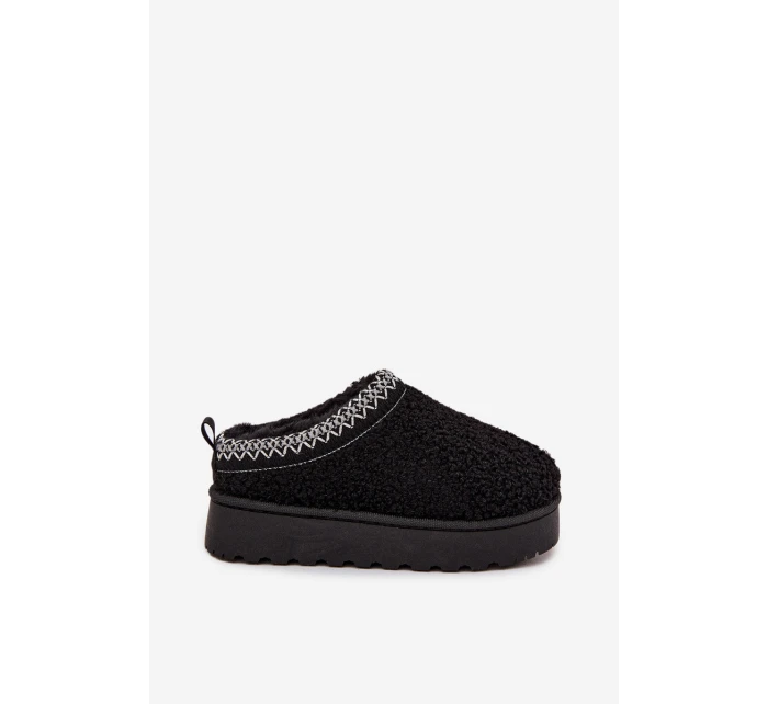 Dětské/módní sněhule s kožíškem typu beránek Selathiel – černé Dětské/módní sněhule s kožíškem typu beránek Selathiel – černé