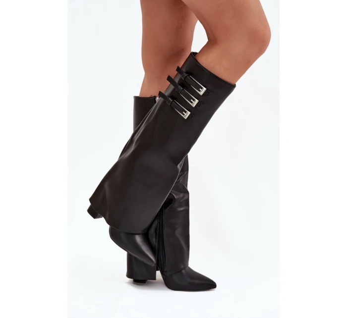 Dámské kozačky na podpatku C-354 Černá - Stephan Paris