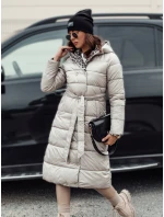 Dámská dlouhá prošívaná bunda s kapucí oboustranná béžová Dstreet model 21980854 - FashionStreet