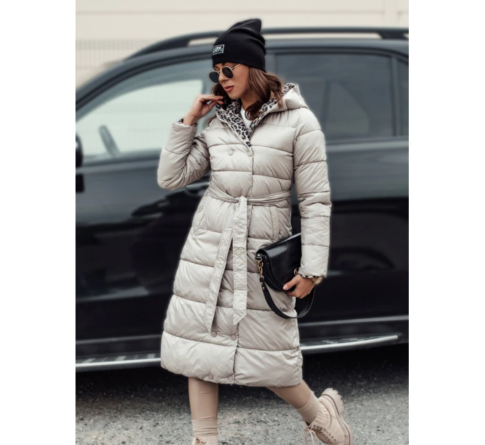 Dámská dlouhá prošívaná bunda s kapucí oboustranná béžová Dstreet model 21980854 - FashionStreet