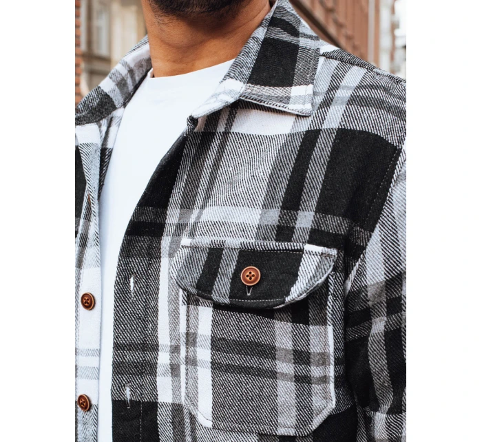 Pánská černobílá kostkovaná košile model 21994095 - Dstreet