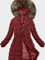 Dámská zimní bunda s kožešinovou podšívkou červená (LHD-23063)