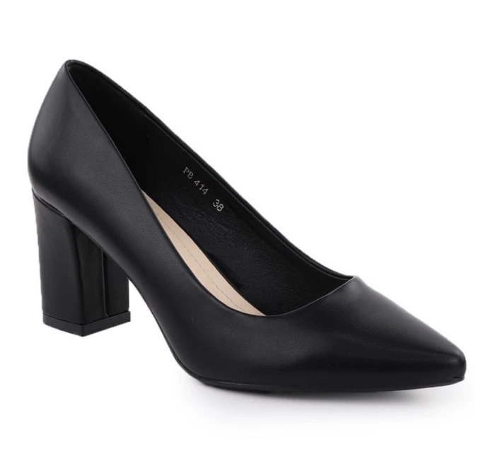 Dámské černé lodičky Sergio Leone s jehlovým podpatkem PB414
