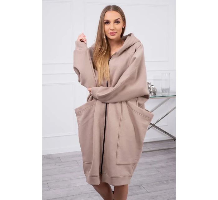 Zateplená oversize mikina tmavě béžová