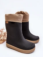 Dětské Holínky S Podšívkou Snow Wave Gokids 981 Černo-Beige