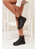 Zateplené Vysoké Tenisky Dámské Na Platformě S Zipem Černé model 21705267 - Boto Zateplené Vysoké Tenisky Dámské Na Platformě S Zipem Černé model 21705267 - Boto