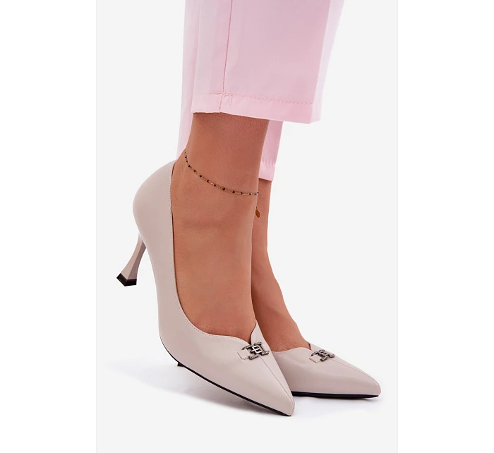 Lodičky Vinceza s ozdobným detailem Světle šedé Lodičky Vinceza s ozdobným detailem Světle šedé