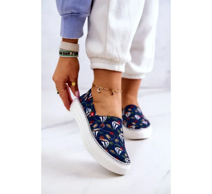 Dámské Slip On s paměťovou pěnou Big Star - tmavě modrá Dámské Slip On s paměťovou pěnou Big Star - tmavě modrá