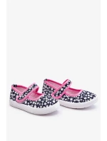 Dětské balerínky na suchý zip v potisku námořnické modré a růžové Selah Dětské balerínky na suchý zip v potisku námořnické modré a růžové Selah
