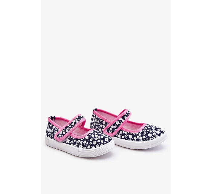 Dětské balerínky na suchý zip v potisku námořnické modré a růžové Selah Dětské balerínky na suchý zip v potisku námořnické modré a růžové Selah