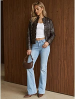 Dámská kožená bunda Napoleonka, hnědá, FashionStreet TY6042