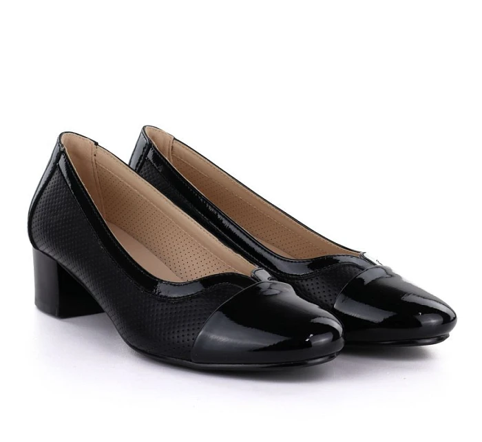 Dámské černé lakované ažurové lodičky Vinceza 58631