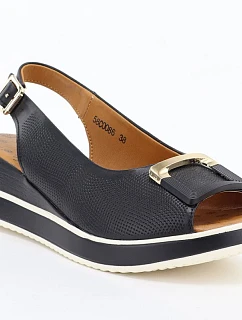 Dámské kožené sandály na platformě černé Artiker 58C0086