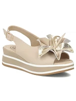 Dámské kožené sandály na platformě béžové Filippo DS7045/26