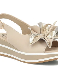 Dámské kožené sandály na platformě béžové Filippo DS7045/26