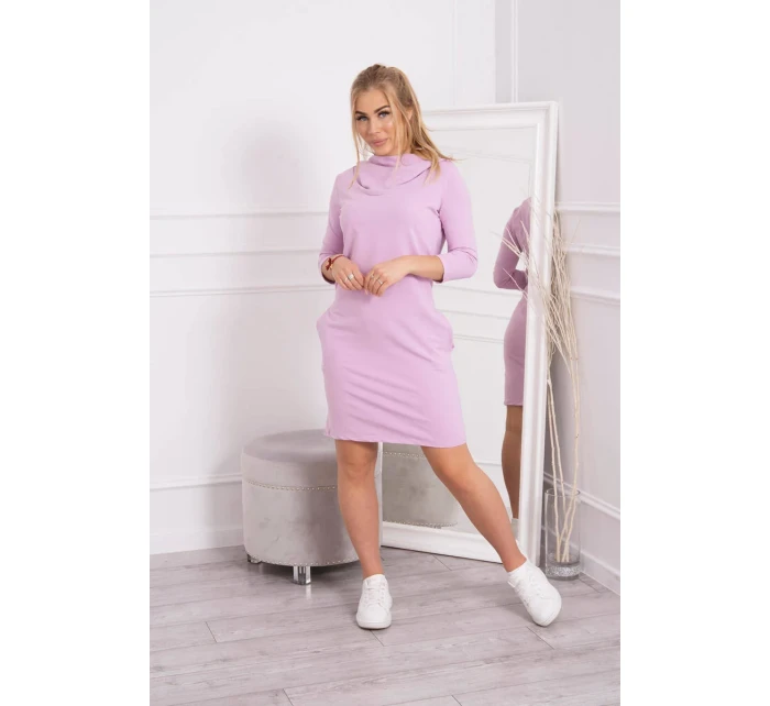 Šaty s kapucí a kapsami fialové