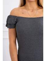 Pruhované nařasené šaty v grafitové barvě Pruhované nařasené šaty v grafitové barvě