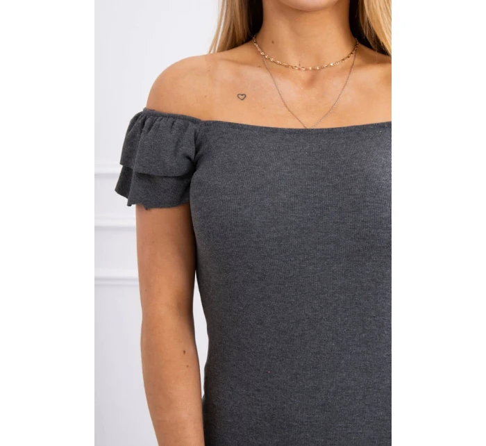 Pruhované nařasené šaty v grafitové barvě Pruhované nařasené šaty v grafitové barvě