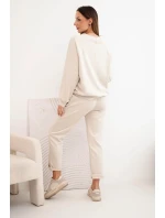 Dámský komplet z viskózy s mikinou a kalhotami béžový
