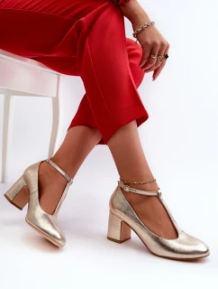 Lodičky Z Eko Kůže Na Podpatku Zlaté Raniyah
