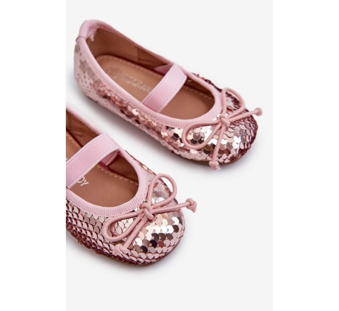 Dětské lodičky zdobené flitry růžové model 21663640 - Boto Dětské lodičky zdobené flitry růžové model 21663640 - Boto