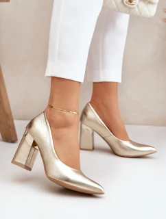 Kožené lodičky Lewski model 21682413 zlato - Boto