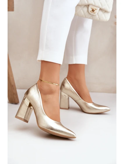 Kožené lodičky Lewski model 21682413 zlato - Boto