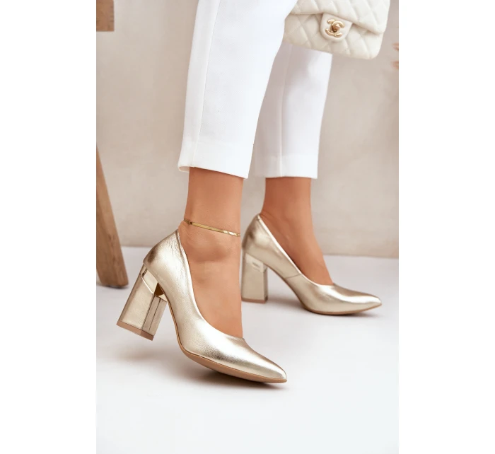 Kožené lodičky Lewski model 21682413 zlato - Boto