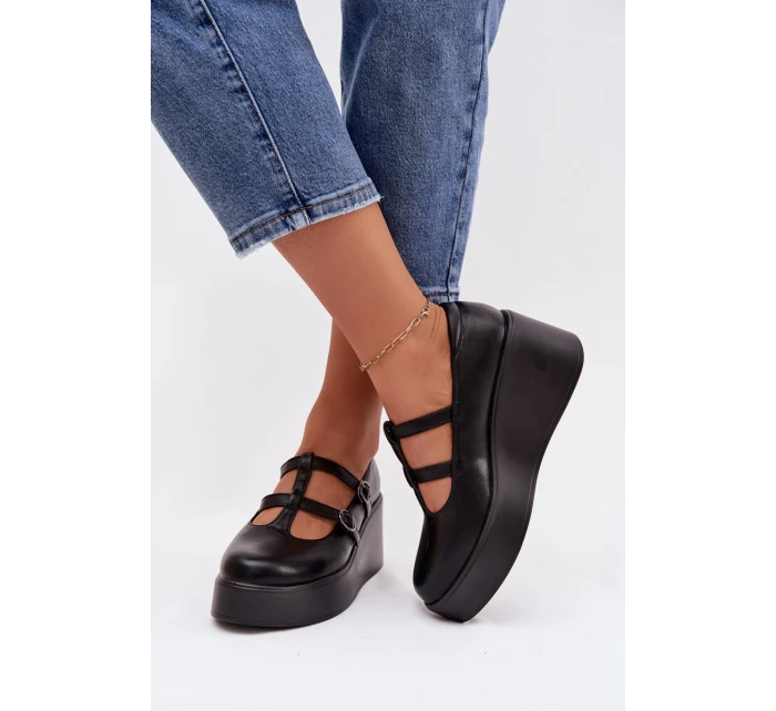 Dámské polobotky na platformě s pásky Černé Jesivelle