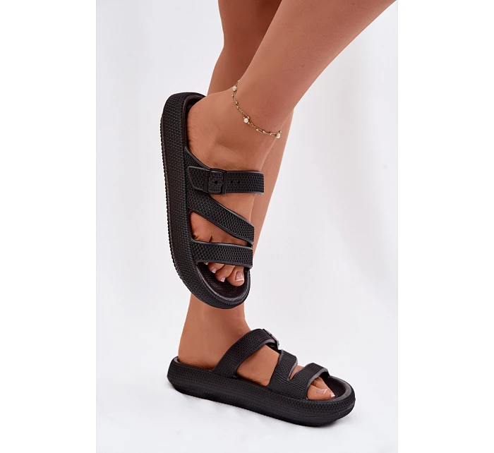 Pěnové dámské pantofle s pásky a sponou Big Star model 22100720 Černé - Big Star Shoes