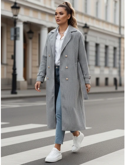 Dámský oversize kabát dlouhý šedý Dstreet model 21982236 - FashionStreet