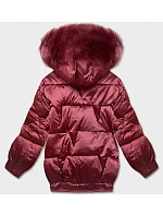 Krátká bunda oversize bordó (H-1109-25) Krátká bunda oversize bordó (H-1109-25)
