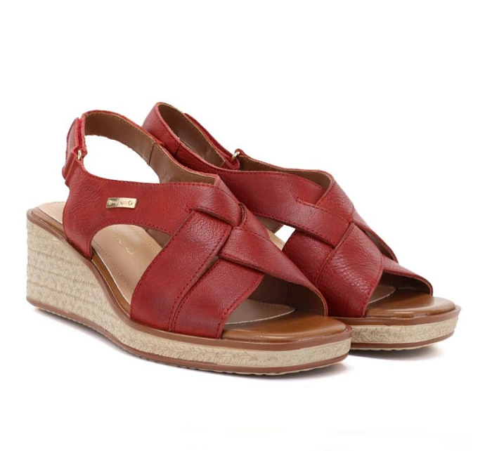 Sergio model 22117000 dámské vínové kožené sandály na platformě - LEONE