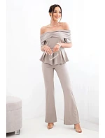 Dámský bavlněný komplet s krátkým rukávem a šortkami žlutý