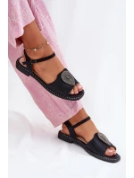 Dámské Sandály Na Plochém Podpatku S Ozdobou model 21696821 Černé - S.Barski Dámské Sandály Na Plochém Podpatku S Ozdobou model 21696821 Černé - S.Barski