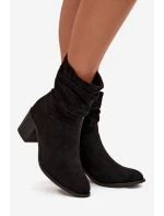 Dámské kotníkové boty s mašlí na podpatku model 21713495 černé - S.Barski