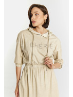 Šaty Bavlněné šaty s nápisem model 18792167 Beige - Monnari