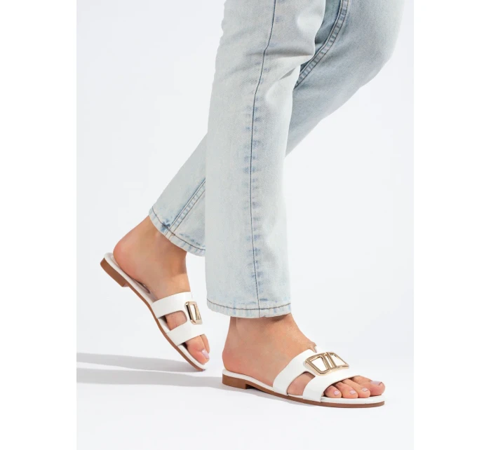 Trendy dámské nazouváky bílé bez podpatku Trendy dámské nazouváky bílé bez podpatku