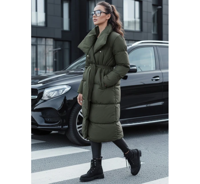 Dámský zimní dlouhý prošívaný kabát FAVI zelený FashionStreet TY4576