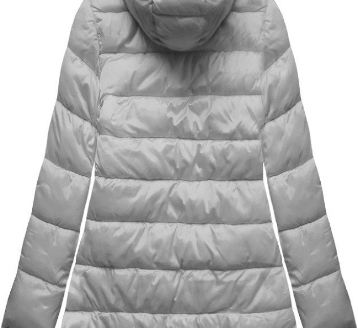 Army-šedá oboustranná dámská zimní bunda parka s kapucí (B2636)