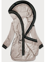 Béžová dámská bunda s ozdobnou lemovkou (B8139-51)