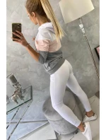 Barevná pruhovaná sada bílá+pudrově růžová