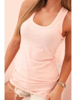 Dámská top s ramínky z bavlny s kulatým výstřihem pudrově růžová melír