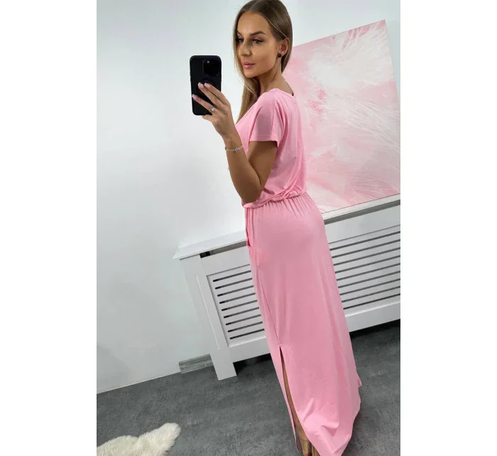 Viskózové šaty s kapsami světle růžová