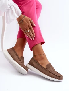 Sametové mokasíny na platformě hnědé model 21655649 - SERGIO LEONE