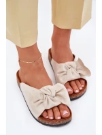 Dámské sandály na korkové podrážce s mašlí béžové model 21701462 - Boto