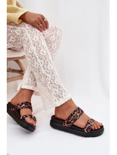 Dámské platformové sandály s pásky a zlatými sponami Leopard Rirea