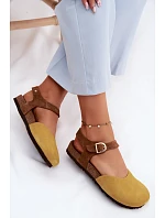 Kožené Semišové Dámské Sandály S Uzavřenými Prsty Maciejka H7365-07 Žluté